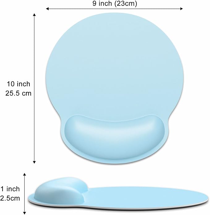 Dapesuom Ergonomic Mouse Pad with Wrist Support, Comfortable Memory Foam Wrist Rest for Easy Typing Pain Relief, Cute Computer Gaming Desktop Mouse Mat with Non-Slip Base for Laptop, Office, Sky Blue
