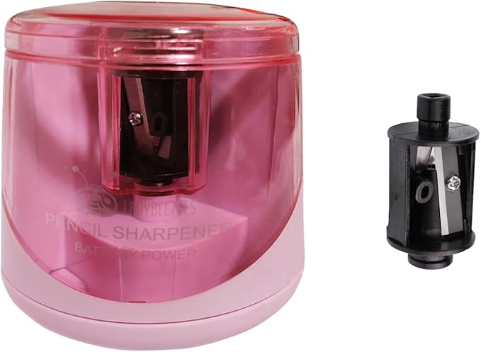 Pink Electric Pencil Sharpener Battery Operated, Portable &Automatic Sharpening, a Replacement Blade Contained, Safe and Fast-Sharpening Electronic Sharpener, Battery not Included