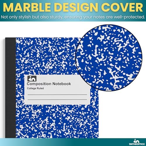 1InTheOffice Composition Notebooks College Ruled, Composition Book, College Ruled Composition Notebook, Assorted Colors 9.75 x 7.5, 4 Pack
