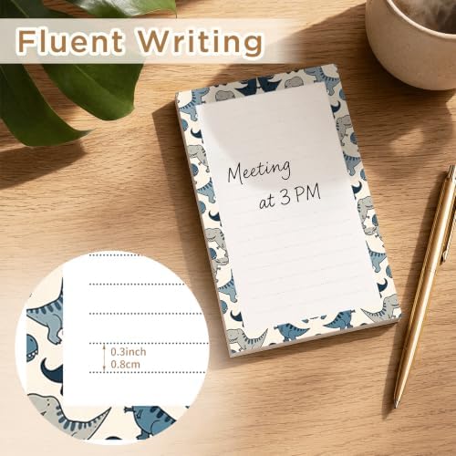 Lined Sticky Notes 4x6 in, 2 Pack Large Cute Notepads with Lines, Bright Post Memo Note Pads Big Rectangular Sticky Notes for Office Cute Funny Dinosaur