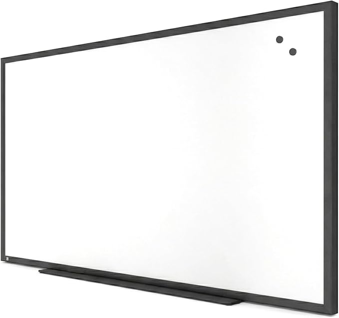 TRU RED Magnetic Porcelain Whiteboard | Dry Erase Board for Wall, White Board with Black Frame, 6 ft x 4 ft, 4 Chisel Tip Markers Included