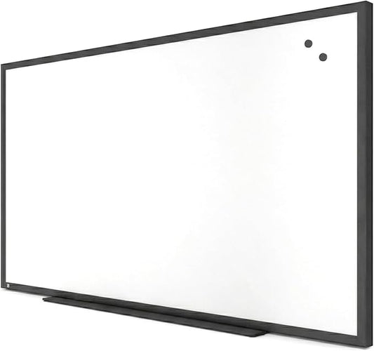 TRU RED Magnetic Porcelain Whiteboard | Dry Erase Board for Wall, White Board with Black Frame, 6 ft x 4 ft, 4 Chisel Tip Markers Included
