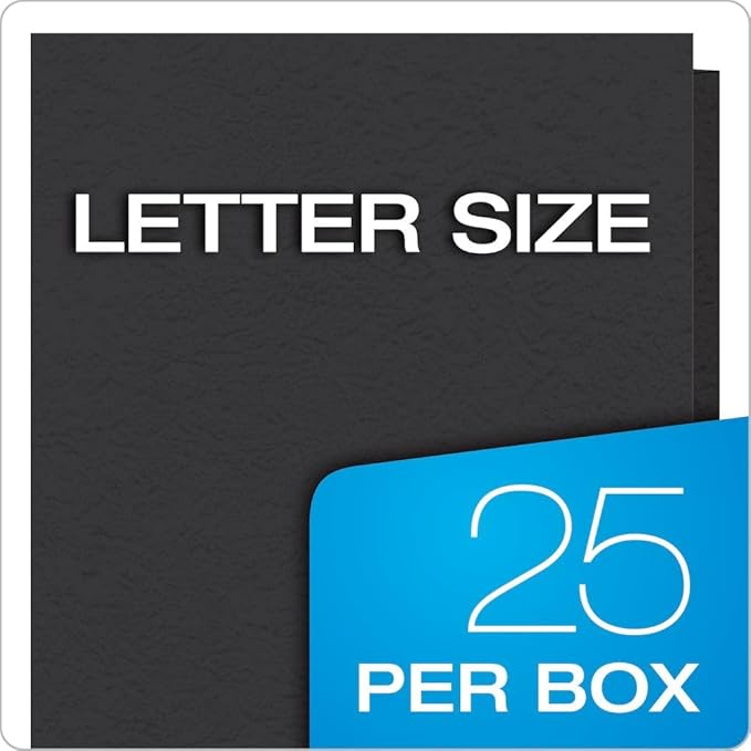 Oxford Two-Pocket Folders with Fasteners | Black | Letter Size | 25 per Box, Pack of 5