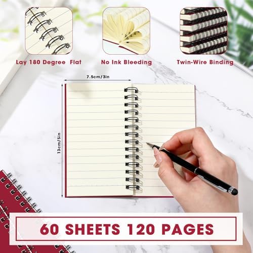 Jutom 54 Pcs Small Spiral Notebook Memo Pad 3x5, Red