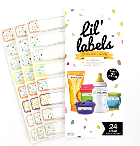 Daycare Labels Value Pack - Bottle Labels (Playful Patterns) and Clothing Labels (Highlighter), Waterproof Labels