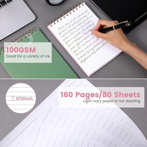 Yoment A5 Top Spiral Notebook, Steno Pads College Ruled Notebook,160 Pages