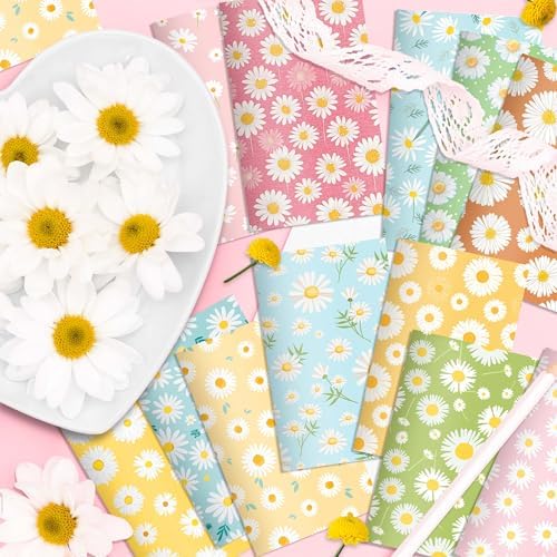 24 Pieces Boho Daisy Themed Mini Notebooks Bulk 12 Distinct Groovy Hippie Retro Designs Lined Inner Pages Small Pocket Top Bound Notepads for Boho Daisy Flower Themed Birthday Party Favors Classroom
