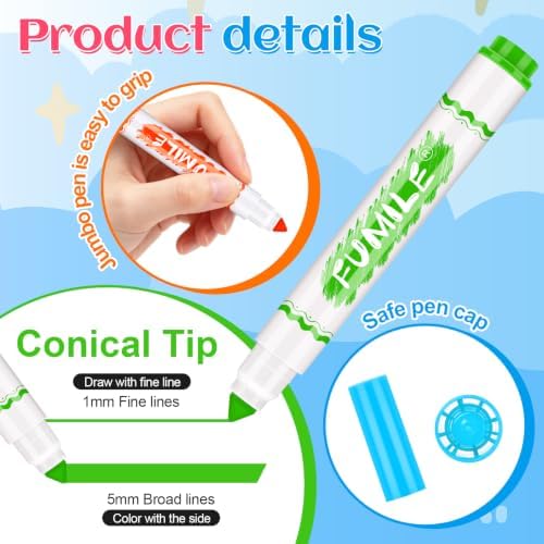 FUMILE 300 Count Washable Markers Bulk,10 Assorted Colors Markers for Kids,Broad Line Conical Tip Coloring Marker Bulk For Student,Back to School Supplies, Teacher Classroom Must Haves & Essentials