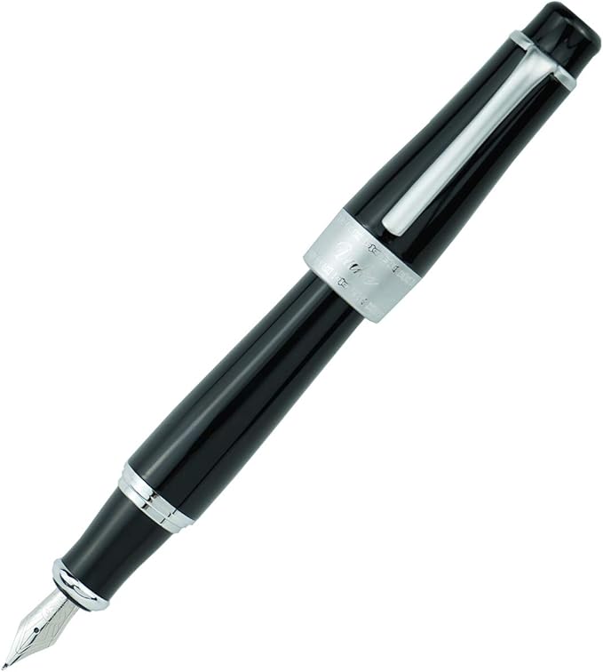 Asvine Charlie Chaplin Commemorative Black Fude Pen, Chinese Calligraphy Bent Nib Black Fountain Pen Fine to Broad by Duke