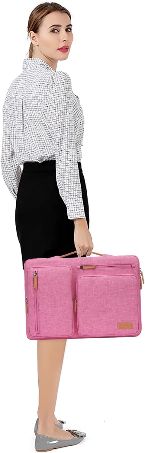 MOSISO 360 Protective Laptop Case 16 inch, 15-15.6 inch Laptop Sleeve Compatible with MacBook Pro 16, HP Acer Dell Lenovo ASUS, Side Open Carrying Case with 4 Zipper Pockets&Handle, Rose Red