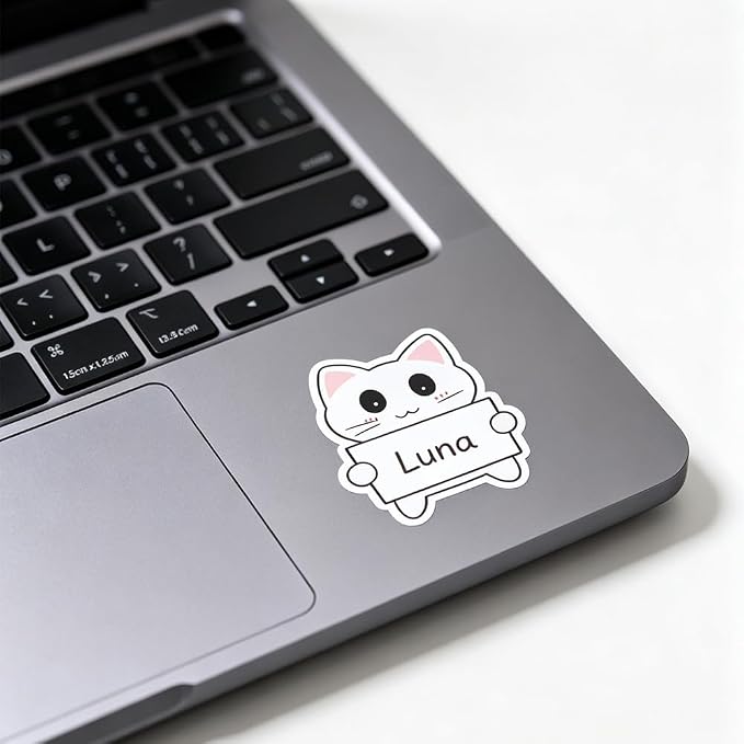 Name Label for Kids, Cat Name Tags Stickers for Classroom Hello My Name is Cute Personalized to Design Water Bottle, Lunch Box, Laptop, School Supplies, Camping, Cup, by HHSSALIN (90)