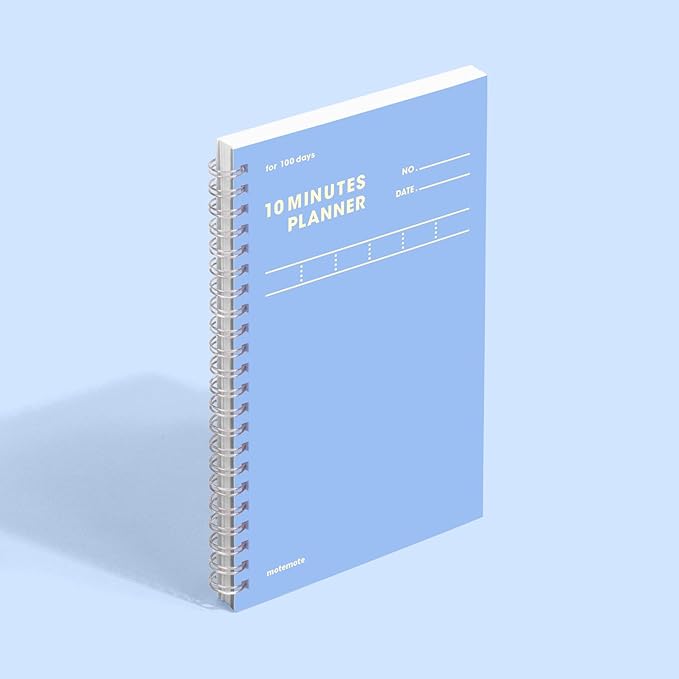 MOTEMOTE 10-Minute Planner 100 DAYS – Undated Daily Planner with Time Blocking, Goal Setting & Reflection – Boost Productivity & Build Better Habits in Just 10 Minutes a Day, Study Plan, Color Chip Edition ( Ace Blue )