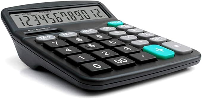 Calculator 12 Digit Display Solar Battery Dual Power Financial Dedicated Large Standard Function Desktop Business Calculator Multifunctional Calculating Machine KA08 Black
