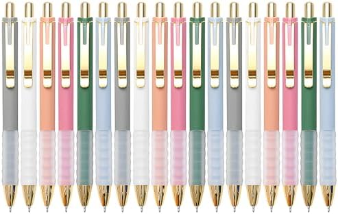 Linbsunne Ballpoint Pens Black Medium Point 1mm with Super Soft Grip Ball Point Pen for Men Women Retractable(gold-18 pcs)