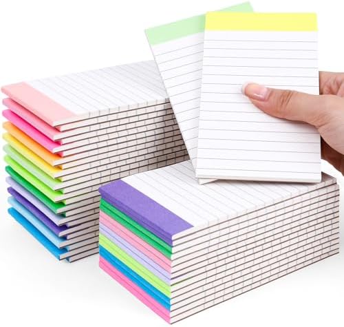 Oleitodh 48 Pack Mini Note Pads 3 x 5 Inch Lined Memo Pads Rainbow Colors