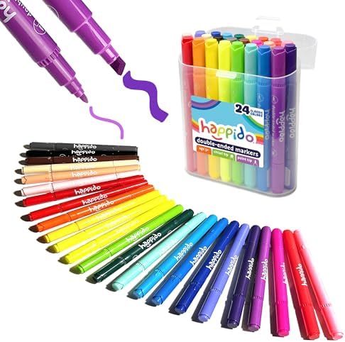 International Arrivals Happido Double-Sided Markers for Kids, Set of 24