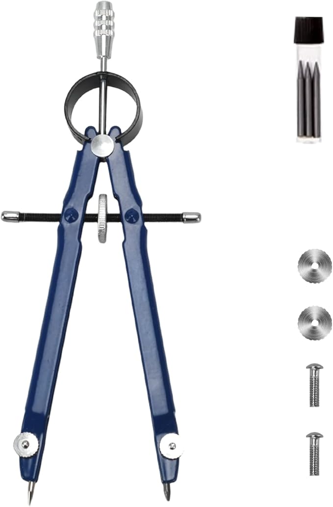 Compass for Geometry, Metal Compass with Extra Refills Compass Drawing Tool for Students Drafting Compass Back to School Supplies (Blue 1pc)