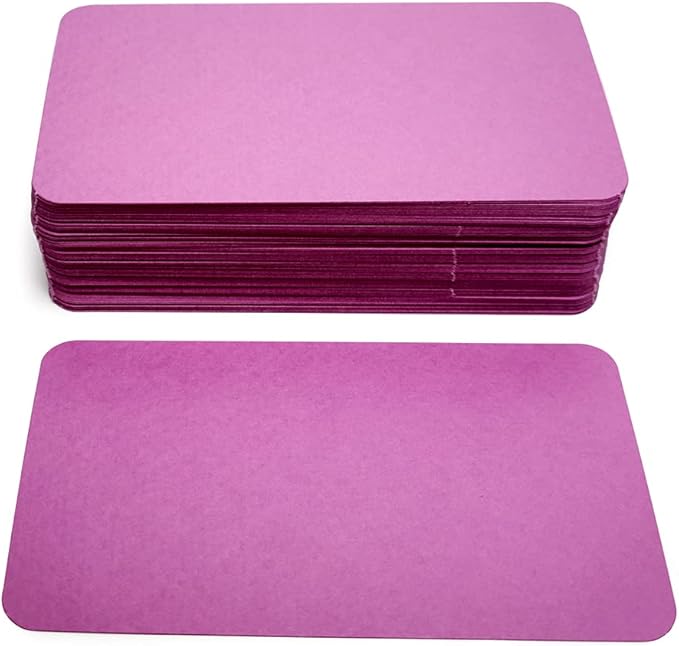 PPAPPAPPIYO 3.5x2 rounded corner index cards180gsm Thick Cardstock, Blank Colored Flash Cards for Study, Notes, Business Cards & Labels, Small Notecards 100 Pack (purple)