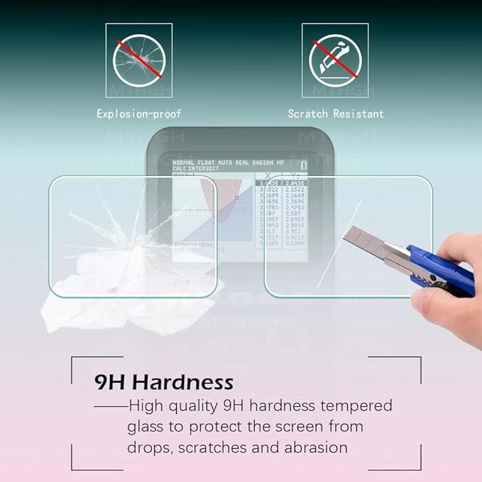 Screen Protector for Texas Instruments TI-84 Plus Ce Graphing Calculator [2 Pcs], MTHGH Tempered Glass 9H Hardness Sensitive Touch Bubble Free Film Ultra-Thin Protective Cover