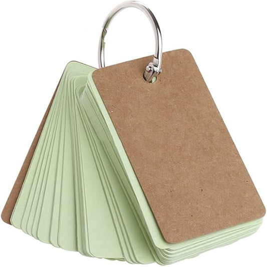 Flash Cards, 1Pcs 50 Sheets Mini Blank Study Cards Revision Cards Index Cards with Binder Ring for School Learning Memory Study Note (Green)