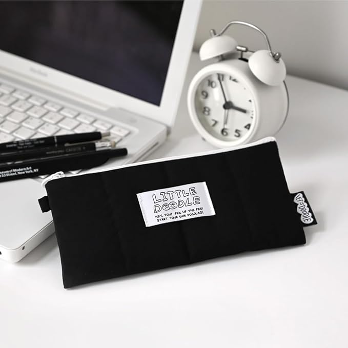 Monolike_Fabric/Cushion Pencil case (Little Doodle Cushion Pencil Case, Black)