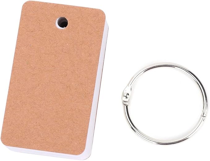 Mini Blank Flash Cards with Binder Rings Kraft Paper Blank Index Cards 4x6 with Punched Holes Easy Flip Flash Card White Study Note Cards Unruled Memo Scratch Pads Small DIY Greeting Cards 5 Pack
