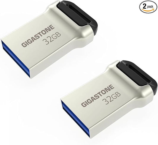 Gigastone Z90 USB 3.1 Flash Drive 32GB, Pack of 2 USB Flash Drive with High Speed and Reliable Performance for PC Computer Mac, Compatible with USB 2.0/3.0 Interface, Fit Metal Waterproof Mini Rugged