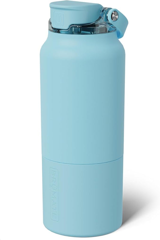 BrüMate Rise 35oz Water Bottle With 100% Leakproof Covered Silicone Straw | Insulated Stainless Steel Water Bottle With Removable Straw | Fast Flow | Soft Sip Silicone Spout | BPA-Free (Glacier)