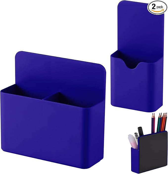 KITANIS Magnetic Pen Holder,2 Pack Magnetic Dry Erase Marker Holder with Generous Compartments,Strong Magnet Storage Marker Pen Pencil Organizer for Refrigerator,Whiteboard,Locker Accessories
