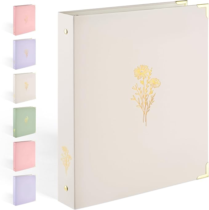 Sooez 3 Ring Binder 1 Inch with Foil Stamping & Metal Corner, Letter Size