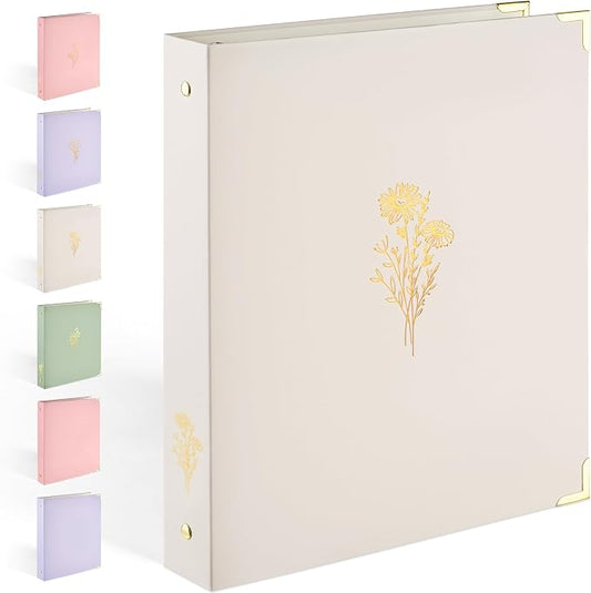 Sooez 3 Ring Binder 1 Inch with Foil Stamping & Metal Corner, Letter Size