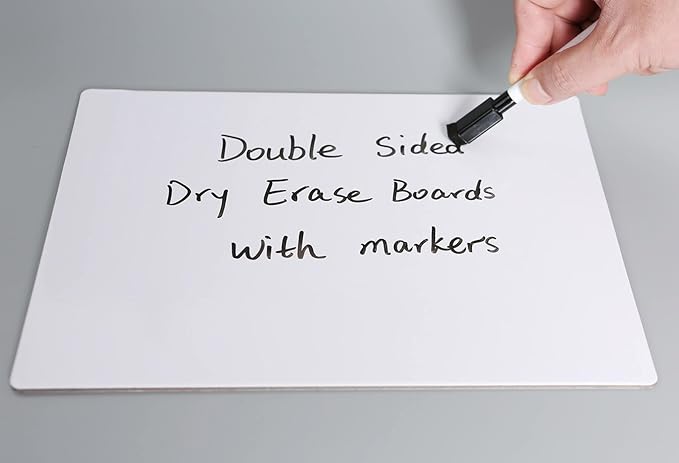 ZazzyKid Dry Erase White Board for Student: 2-Pack Personal Whiteboard Lapboard for Kids, Double-Sided, 11x8.5 Inches, with Markers, for Individual and School Supply