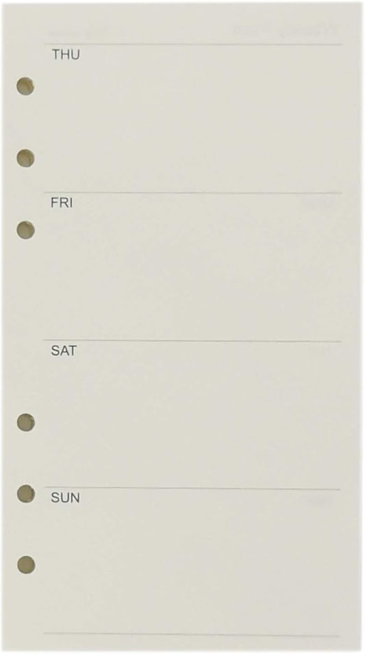 Zelten Refills/Loose Leaves for A6 Cover Ring Binder/Personal Organizer/Planner(A6 6 Holes, Weekly Plan)
