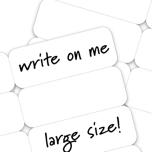 Writable Iron on Name Tags for Clothing 100pcs (Large) - Clothing Labels for Nursing Home & Daycare, Personalized & Custom Name Tag, Fabric Labels for Clothes Washable Precut 2”x0.75”