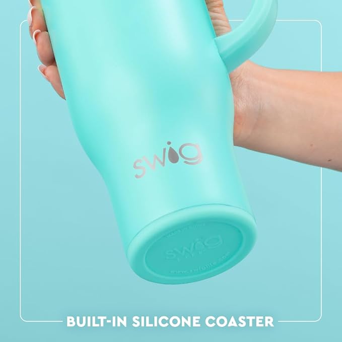 Swig Life 30oz Mega Mug, 30oz Tumbler with Handle and Straw, Large Insulated Tumblers, Cup Holder Friendly Travel Mug, Stainless Steel 30 oz Tumbler, Reusable Insulated Water Bottle (Pretty in Pink)