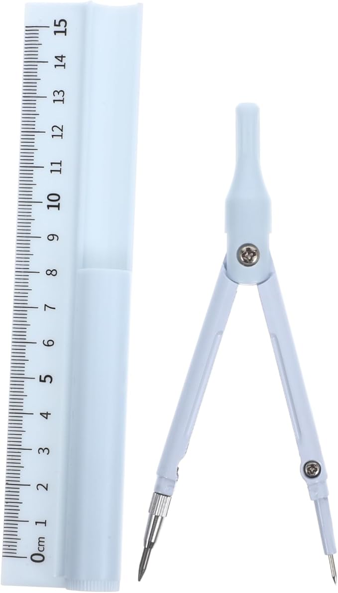 Multi-Function Geometry Compass Set Ruler and Protractor Precision Drawing Tools for Students Small Size Sturdy Plastic for Math Class and Exam Preparation