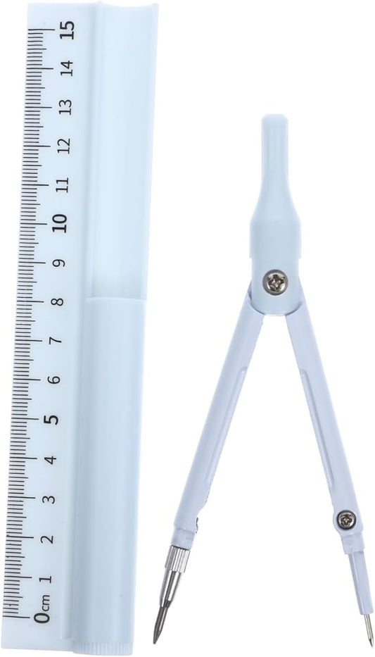 Multi-Function Geometry Compass Set Ruler and Protractor Precision Drawing Tools for Students Small Size Sturdy Plastic for Math Class and Exam Preparation