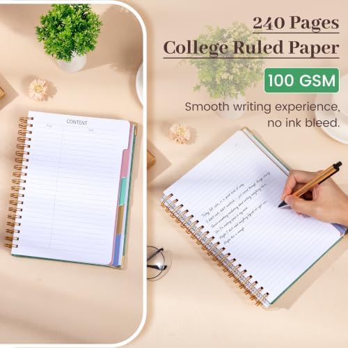 Yoment Hardcover Spiral Notebooks for Work 240 Pages Notebook with Dividers