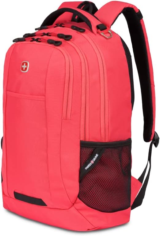 SWISSGEAR Cecil 18-Inch Laptop Backpack Fits 16-Inch Laptop, Travel Daypack with Organizer Pockets, Water Bottle Holders & Padded Straps – Teaberry