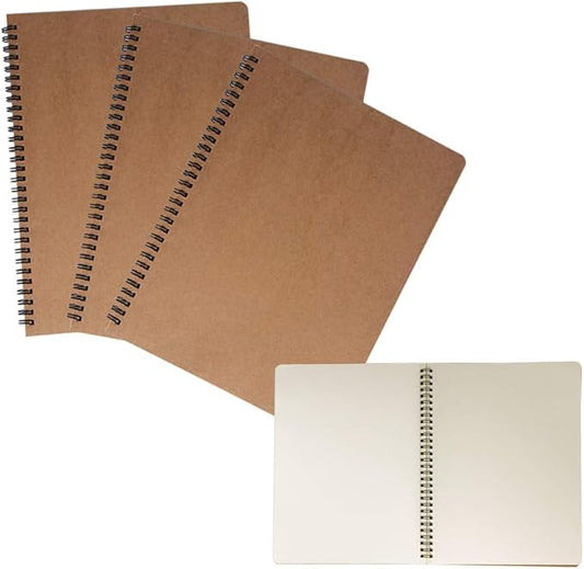 zmybcpack 3 Pack Spiral Journal Notebook Blank Sketch Notebooks for Travelers, College Students, Subject Notebooks Planner - 8 x 10.5 inch, 60 Unlined Perforated Sheets/120 Pages