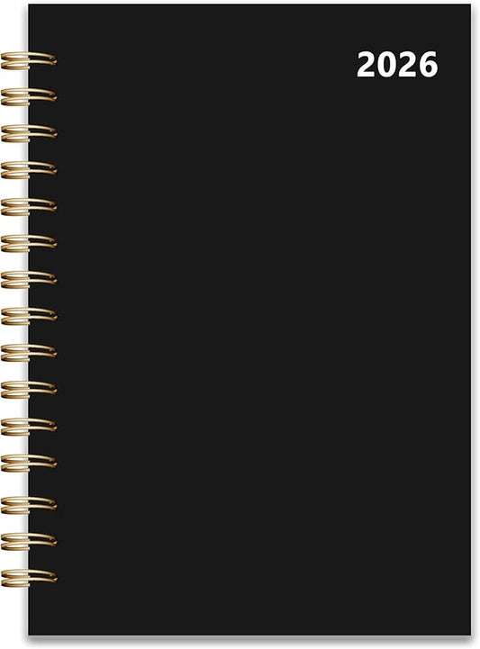 2026 Weekly and Monthly Planner, From January 2026 to December 2026, 5.5" x 8.5" Daily Planner for Productivity, Goal Setting & Time Management, Organizer for Work & School - Black Hard Cover