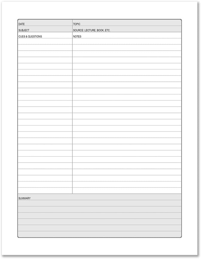 BookFactory Universal Note Taking System (Cornell Notes) / NoteTaking Notebook - 120 Pages, 8'' x 10'' - Soft Touch Wood Finish Cover Case Bound (Made in USA)