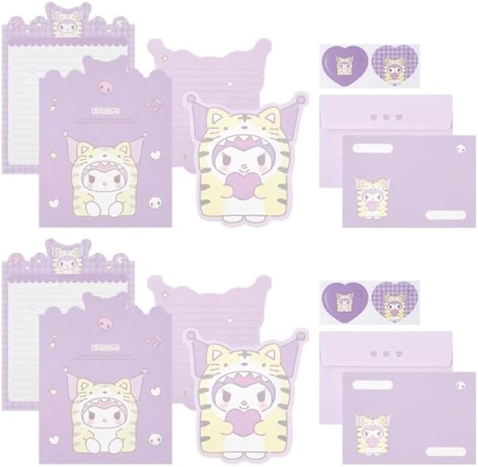 Generic Cute Stationery Writing Paper and Envelopes Set, 8 Letter Papers, 4 Envelopes, and 4 Stickers Included (K)