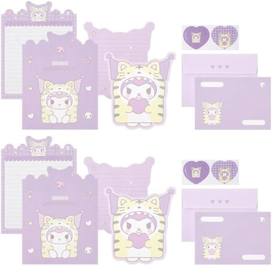 Generic Cute Stationery Writing Paper and Envelopes Set, 8 Letter Papers, 4 Envelopes, and 4 Stickers Included (K)