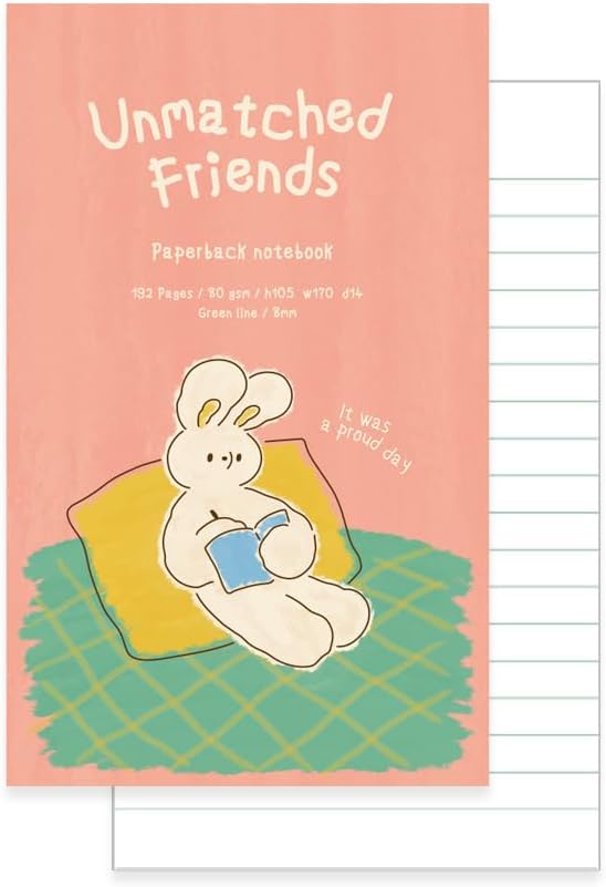Monolike Unmatched Friends Paperback Line Notebook - 05. A proud day_Design note, Mini note, Simple note, Notebook, 192 Pages, 4.13x6.69