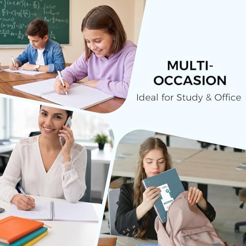 SKYDUE 8"x10.5" Spiral Notebook - College Ruled 100 Sheets, 1 Subject Notebook for School & Office, 3-Hole Punched Paper, Blue