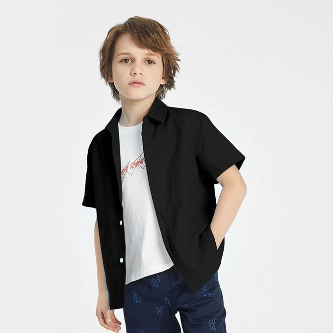 Enlifety 2-10T Kids Hawaiian Shirt Boys Short Sleeve Button Down Shirts Hawaii Summer Casual Blouse