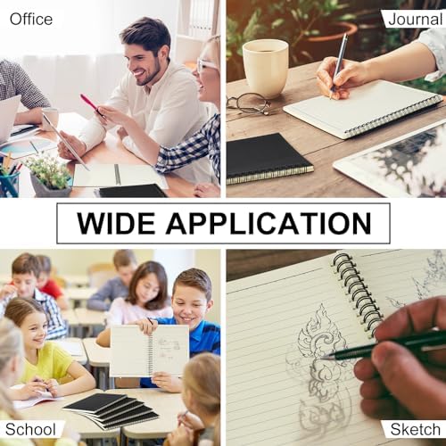 Yahenda 3 Pcs Spiral Notebooks, 1 Subject, Wide Ruled, Black