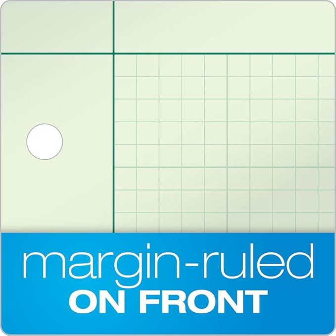 Tops Engineering Computation Pad, 8-1/2" x 11", Glue, 5 x 5 Graph Rule on Back, Green Tint Paper, 3-Hole Punched, 100 Sheets (35500) (Pack of 2)