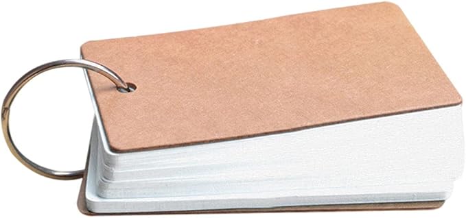 Revision Study Cards, Mini Index Cards, Blank Flash Cards with Binder Ring, Memo Scratch Pads Bookmark DIY Greeting Card, 9cm x 5.5cm, 50 Sheets/Pack - White